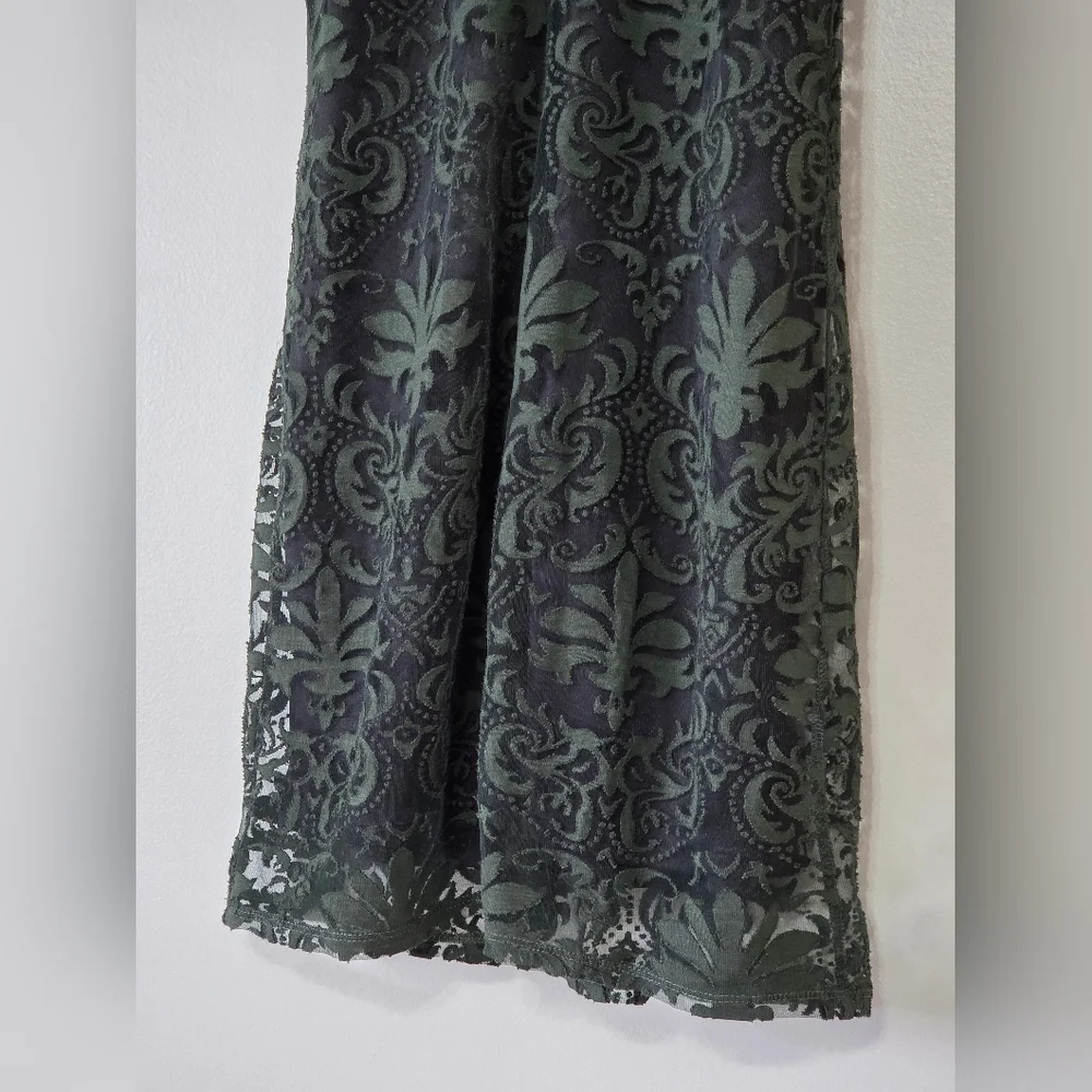 Dex Emerald Green+Black Damask Mesh Mini Dress Sz S Whimsigoth - Picture 10 of 16